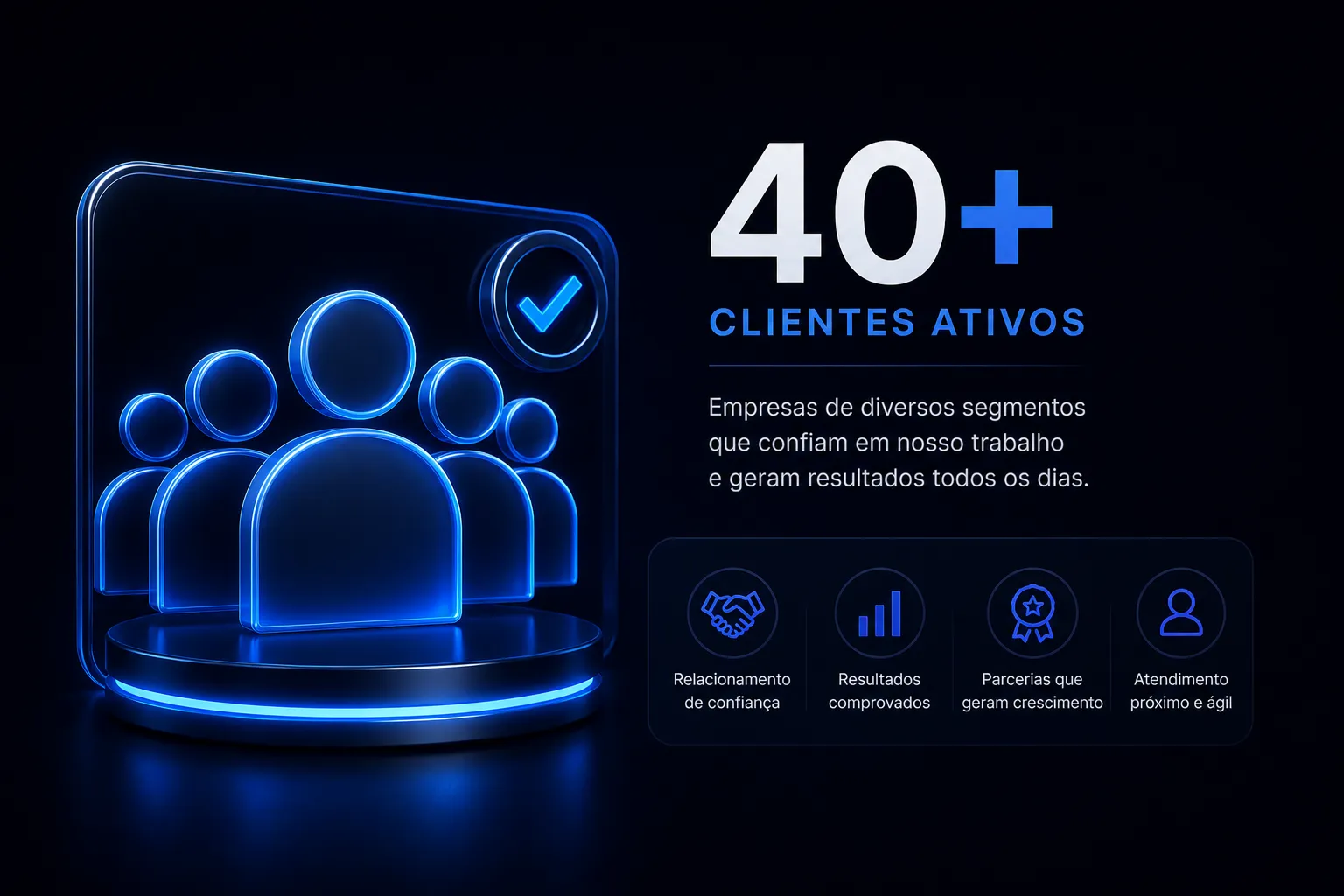 40+ clientes ativos: empresas de diversos segmentos que confiam no nosso trabalho